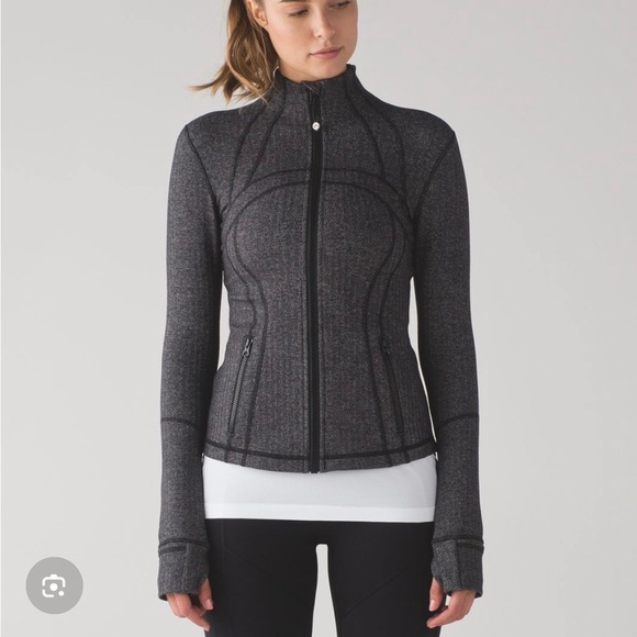 lululemon athletica Jackets & Blazers - Lululemon Define Jacket in Heathered Herringbone Black Grey Size 4